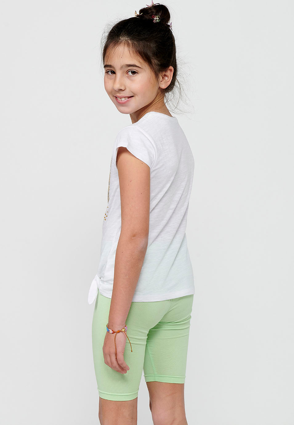 Camiseta Niña Manga Corta Algodón – Koroshi Blanco