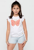 Camiseta Niña Manga Corta Estampada – Koroshi Blanco