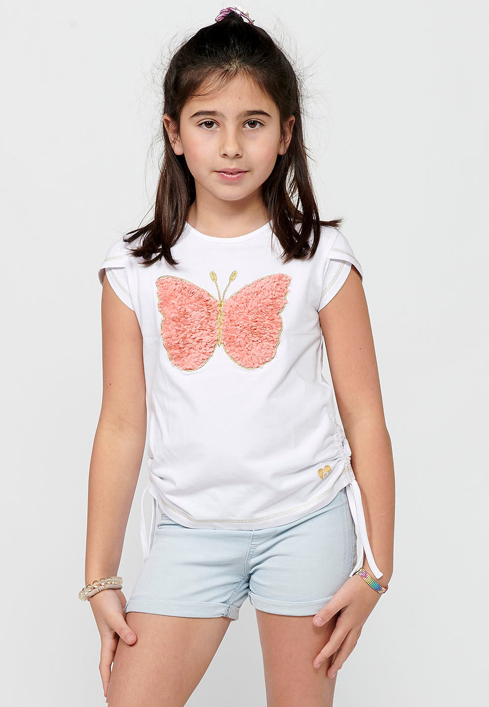 Camiseta Niña Manga Corta Estampada – Koroshi Blanco