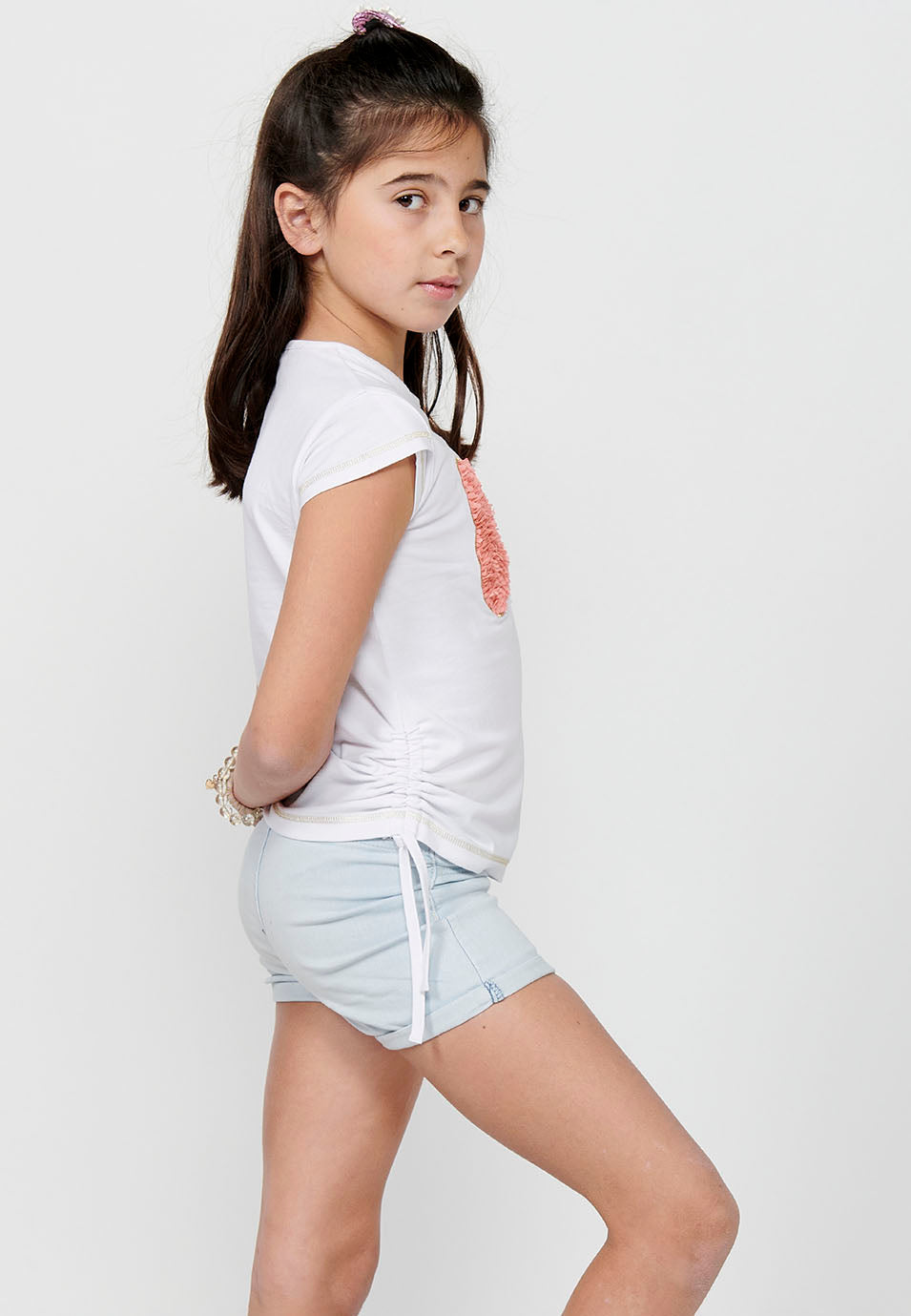 Camiseta Niña Manga Corta Estampada – Koroshi Blanco