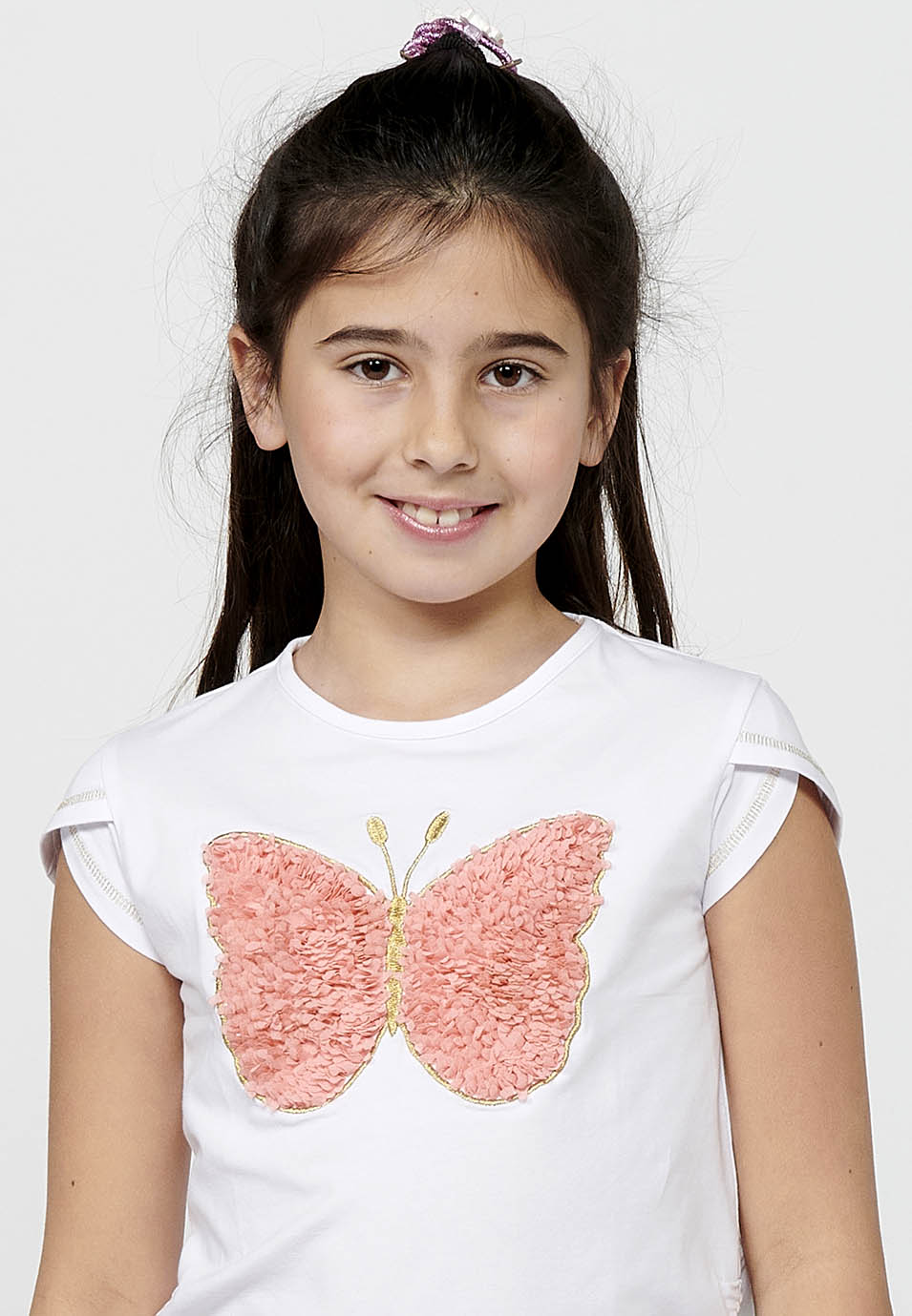 Camiseta Niña Manga Corta Estampada – Koroshi Blanco