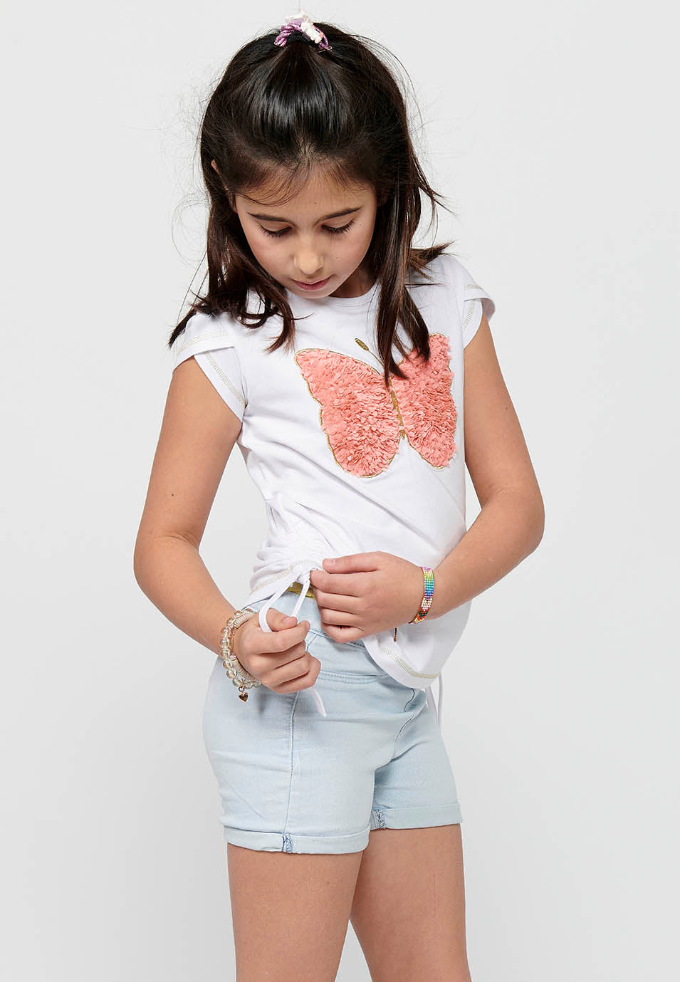 Camiseta Niña Manga Corta Estampada – Koroshi Blanco