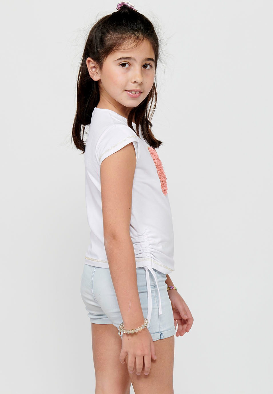 Camiseta Niña Manga Corta Estampada – Koroshi Blanco