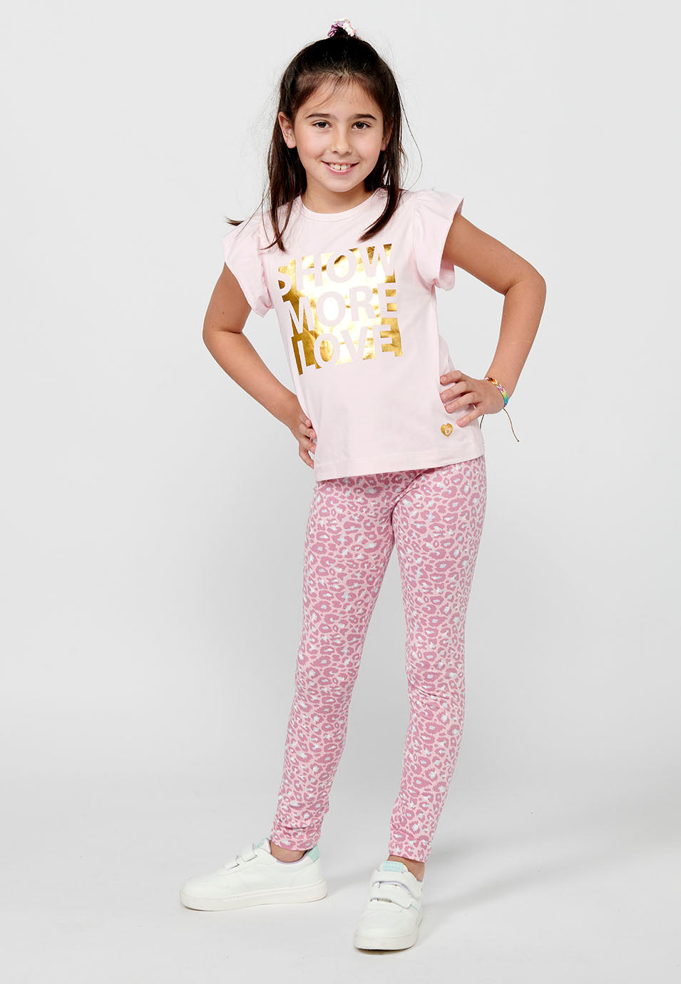 Camiseta Niña Manga Corta Volantes – Koroshi Rosa