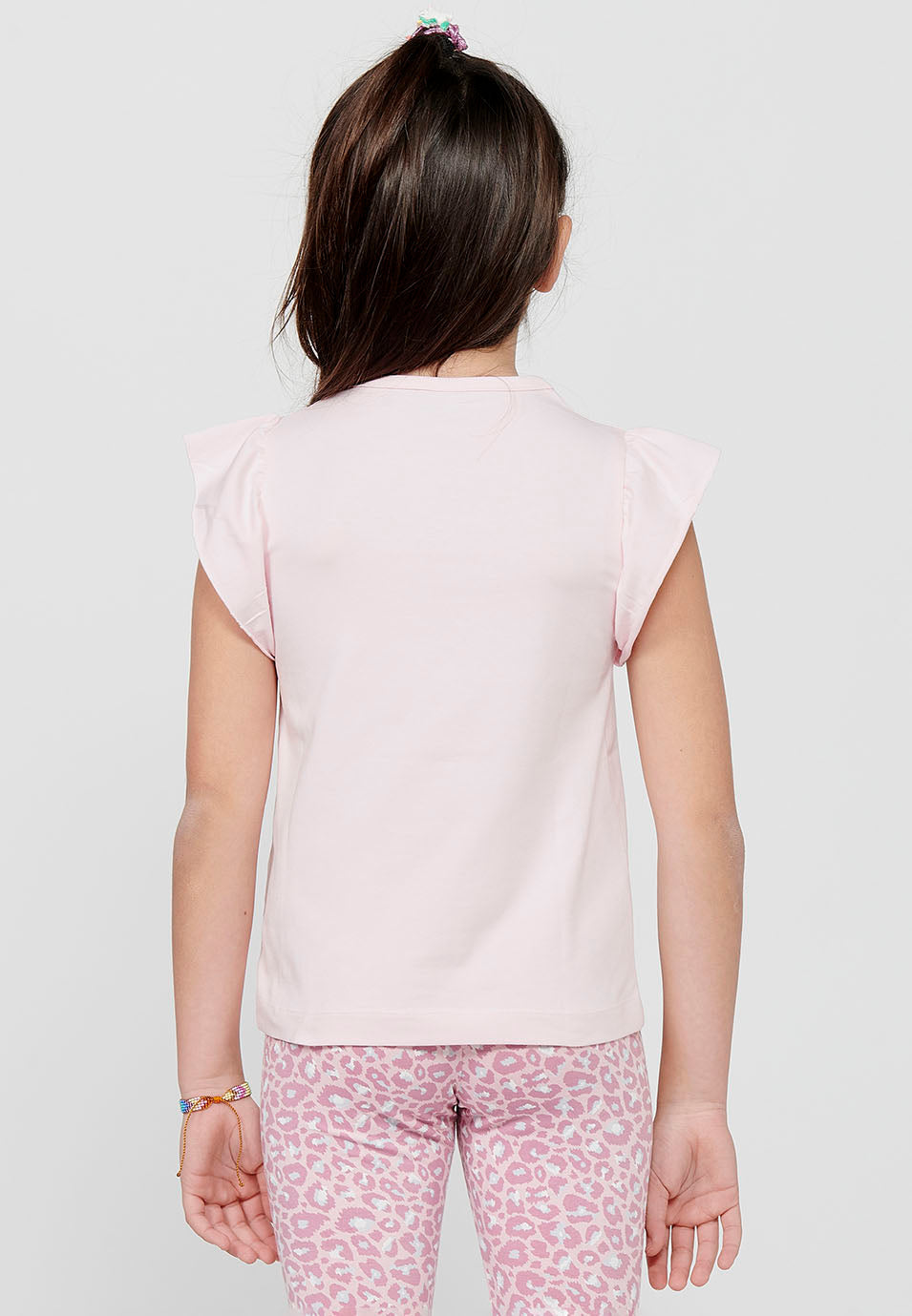 Camiseta Niña Manga Corta Volantes – Koroshi Rosa