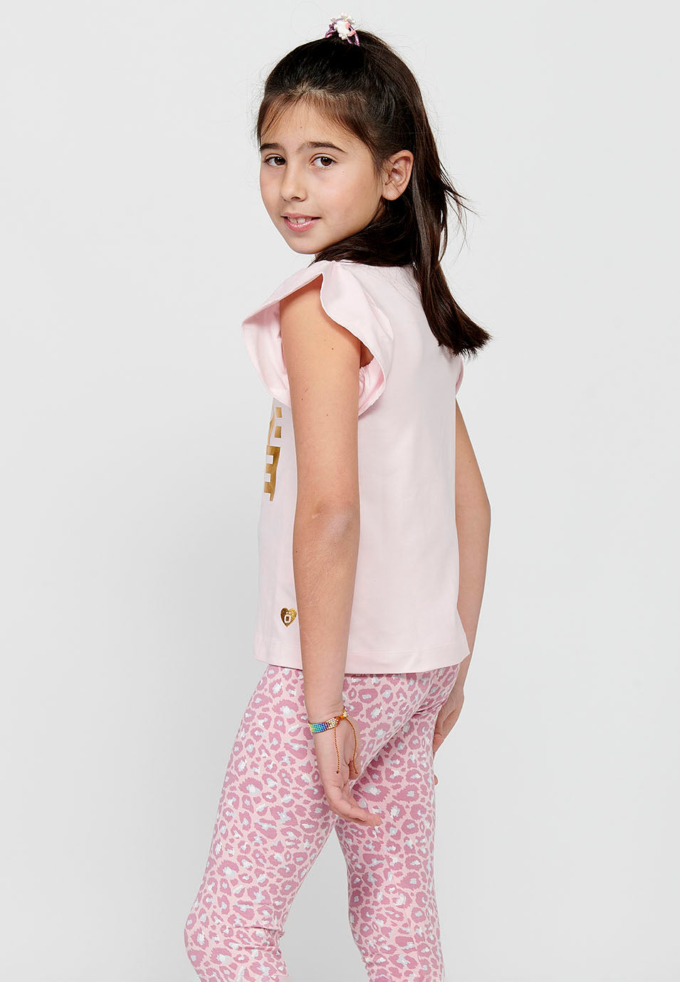 Camiseta Niña Manga Corta Volantes – Koroshi Rosa