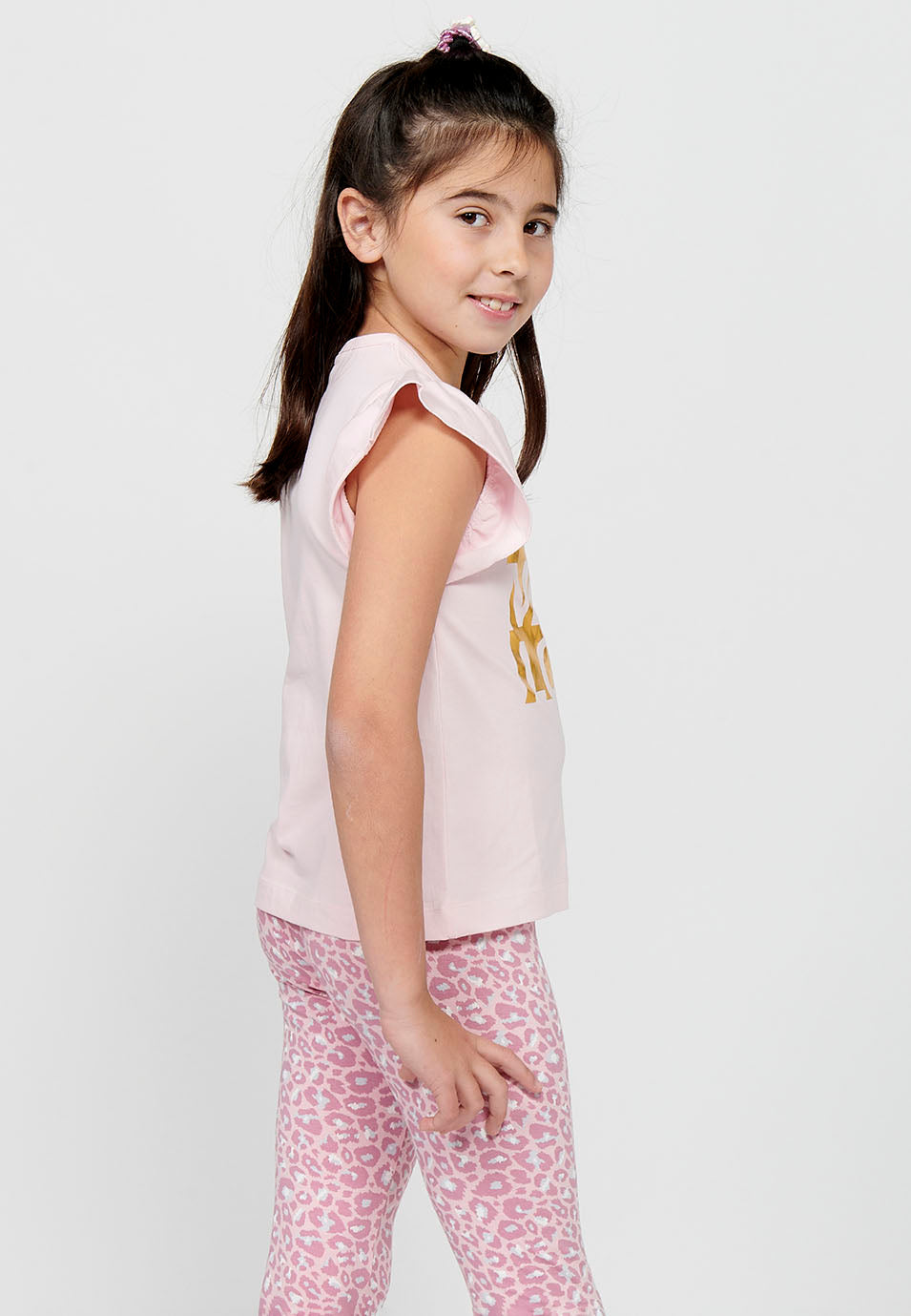 Camiseta Niña Manga Corta Volantes – Koroshi Rosa