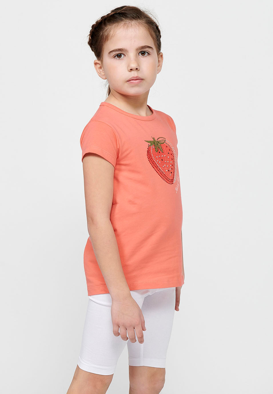 Camiseta Niña Manga Corta Estampado Fresa – Koroshi Coral