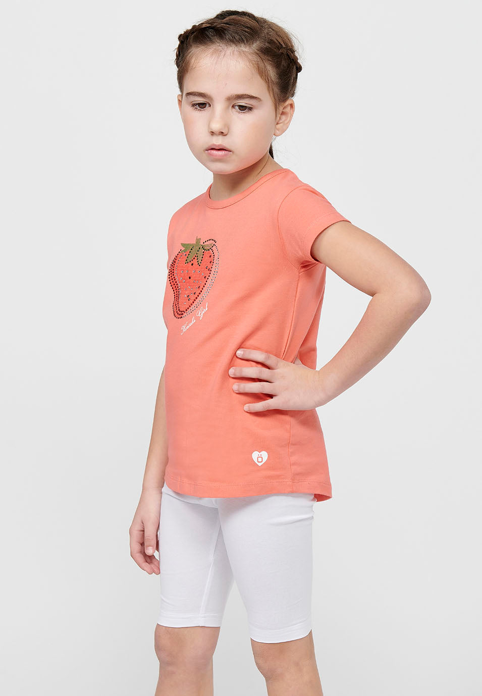 Camiseta Niña Manga Corta Estampado Fresa – Koroshi Coral
