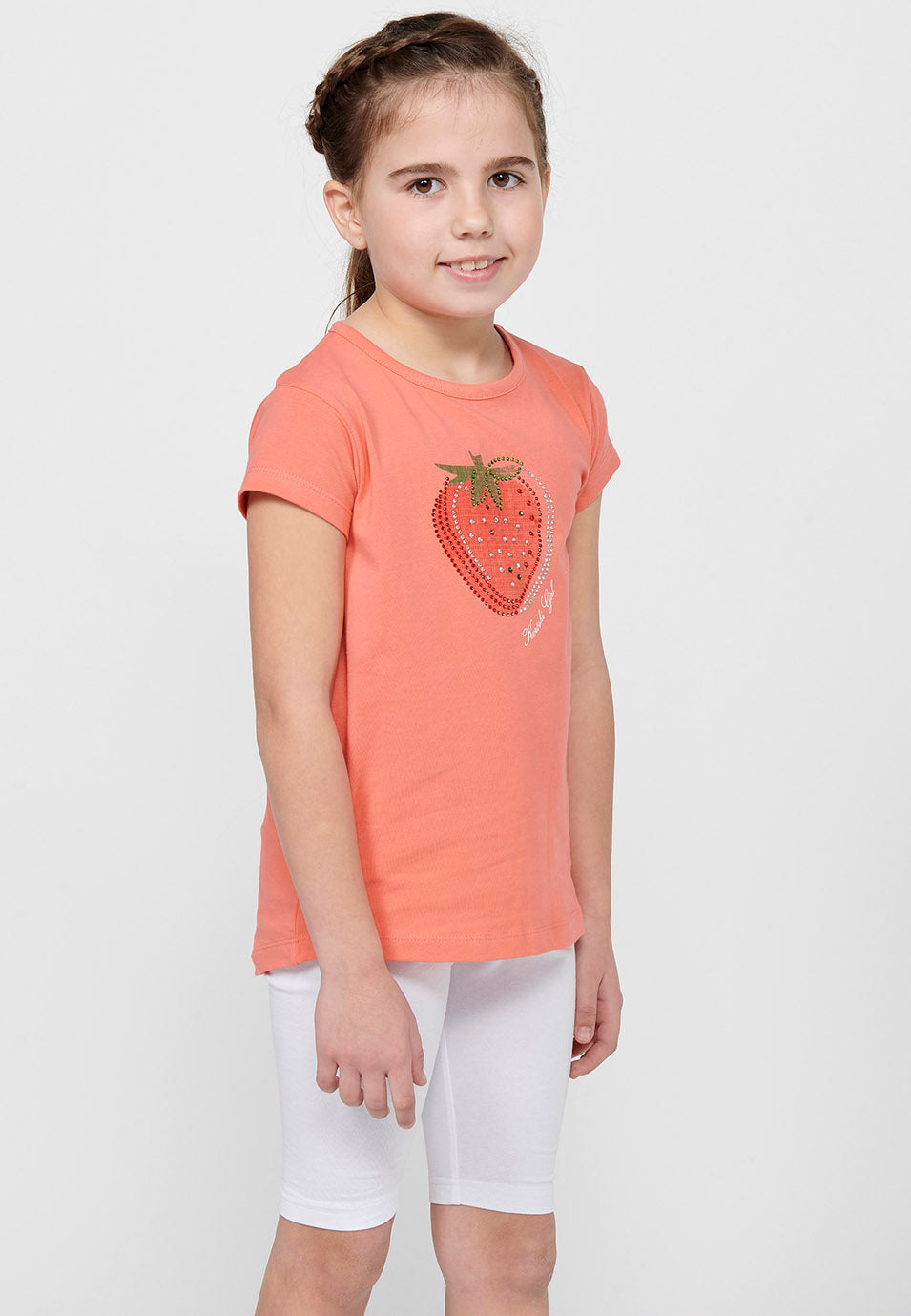 Camiseta Niña Manga Corta Estampado Fresa – Koroshi Coral