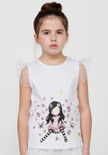 Camiseta Niña Manga Corta Volantes – Koroshi Blanco