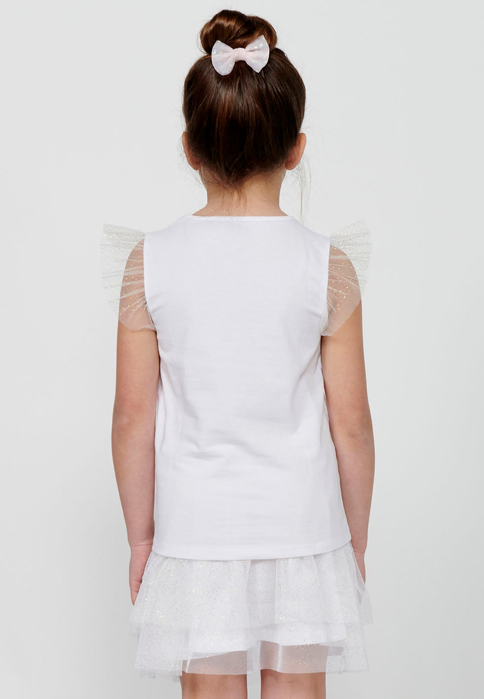 Camiseta Niña Manga Corta Volantes – Koroshi Blanco