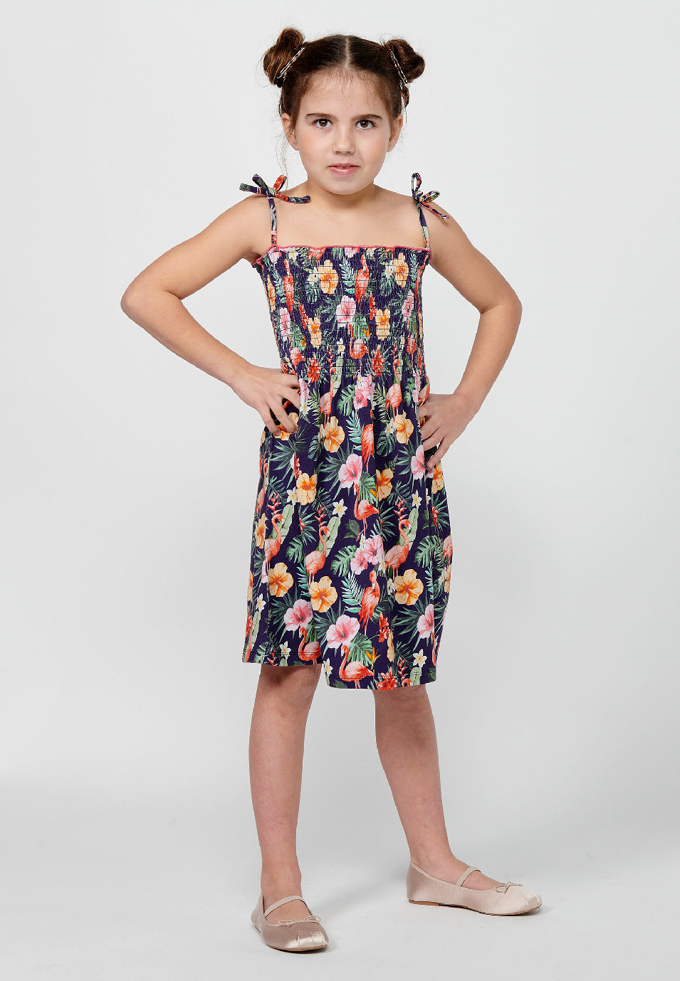 Vestido Niña Tirantes Estampado Floral – Koroshi Multicolor