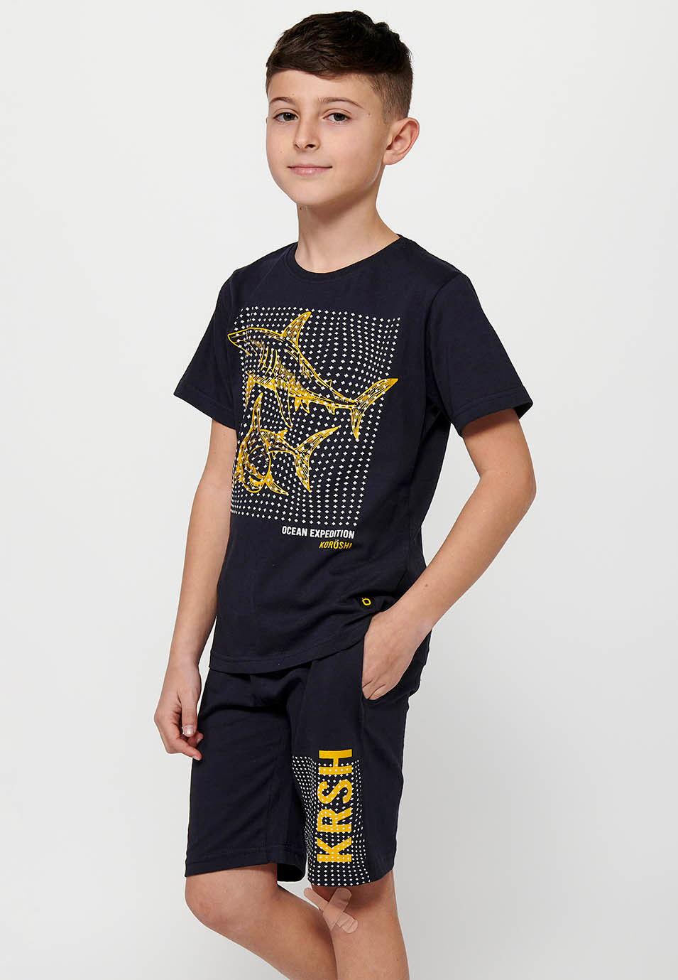 Conjunto Niño Camiseta y Pantalón Corto – Koroshi Marino
