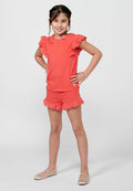 Conjunto Niña Camiseta Volantes y Short – Koroshi Coral