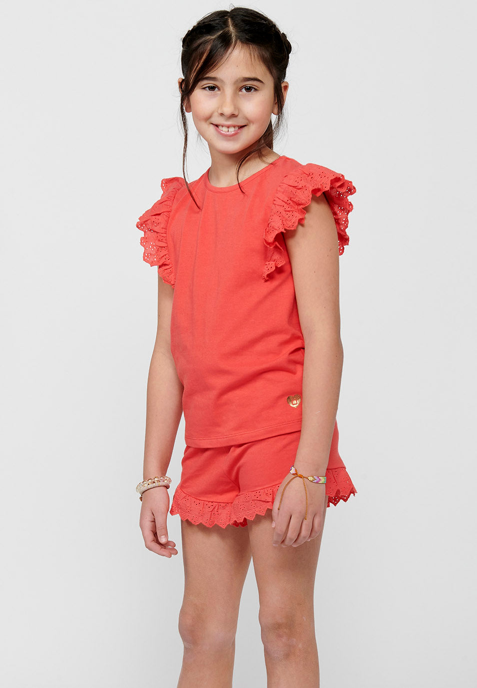 Conjunto Niña Camiseta Volantes y Short – Koroshi Coral