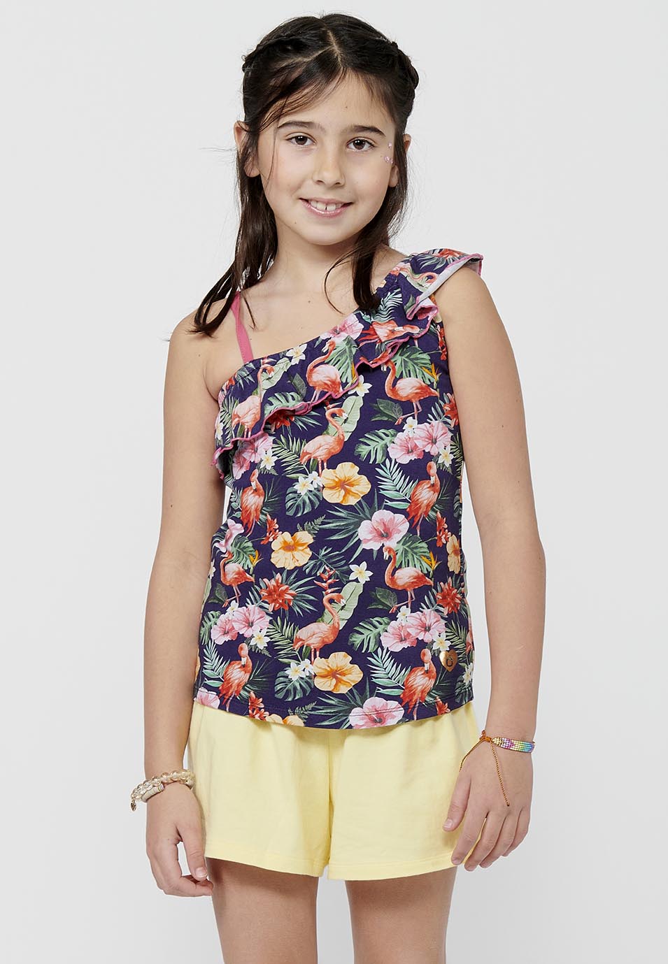 Conjunto Niña Camiseta Tirantes Floral y Short – Koroshi Multicolor