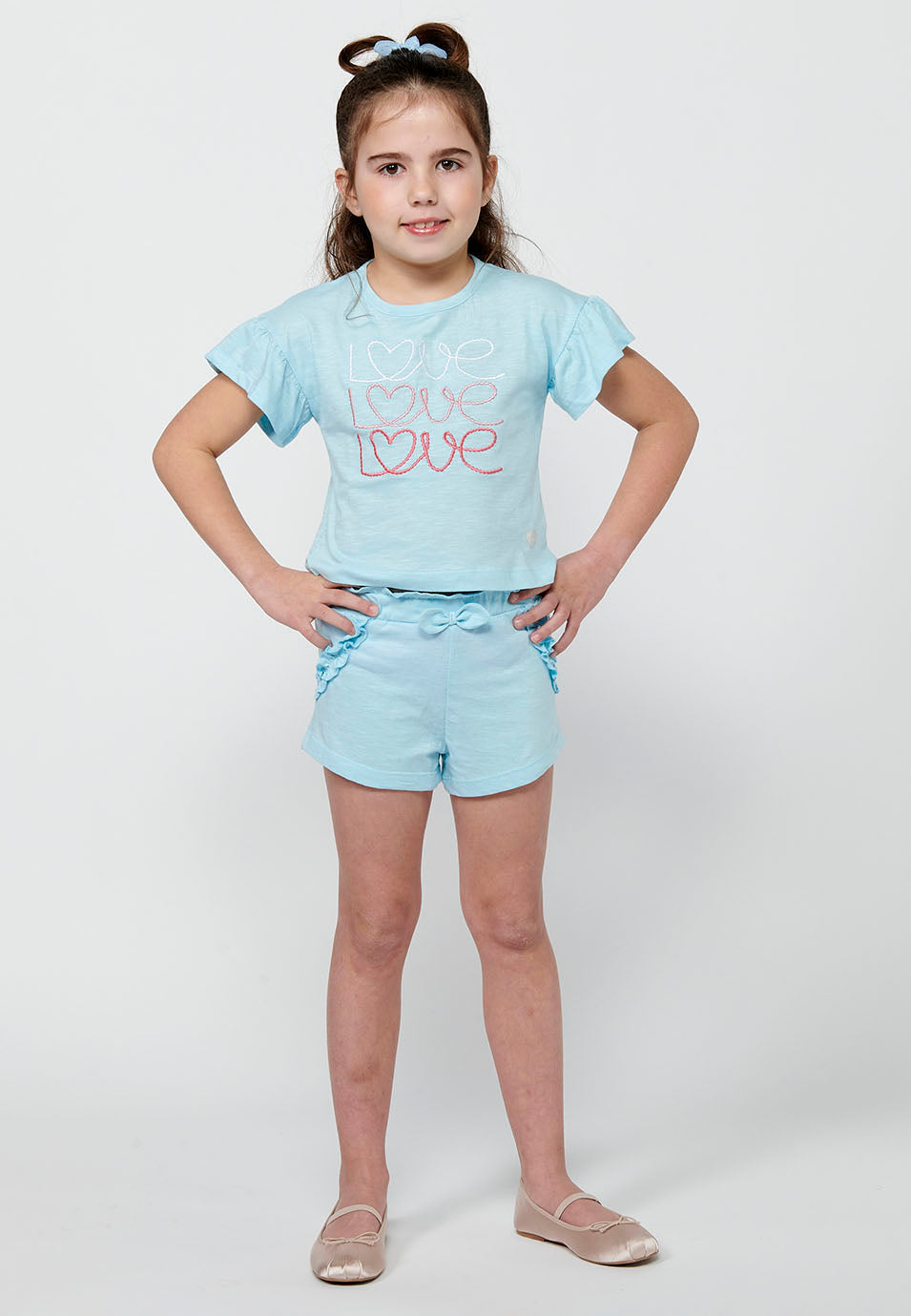 Conjunto Niña Camiseta y Pantalón Corto – Koroshi Azul