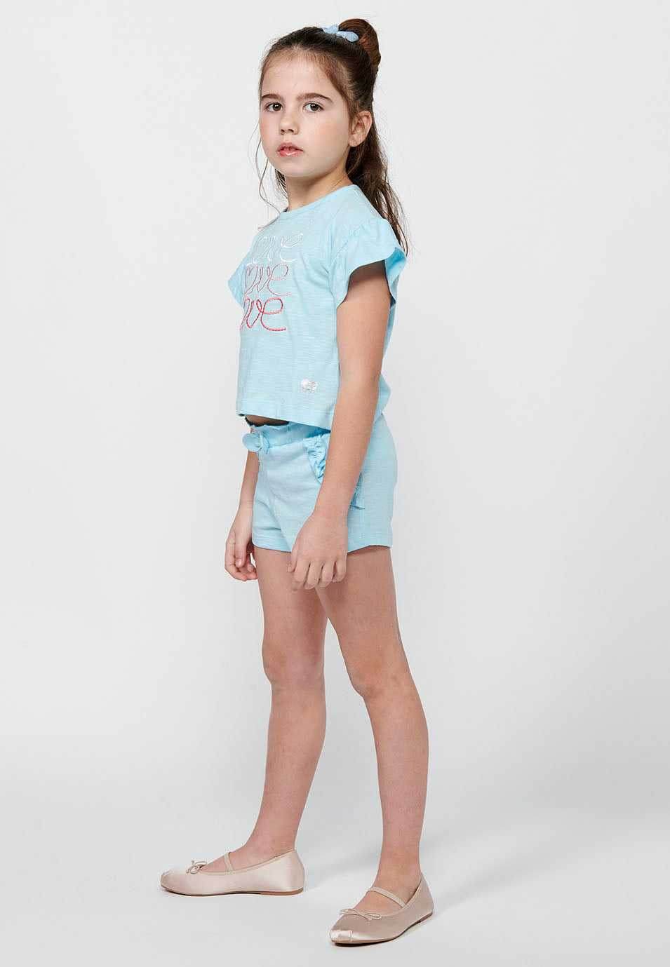 Conjunto Niña Camiseta y Pantalón Corto – Koroshi Azul