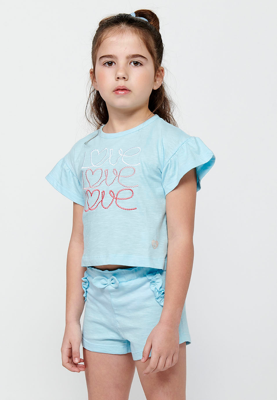 Conjunto Niña Camiseta y Pantalón Corto – Koroshi Azul