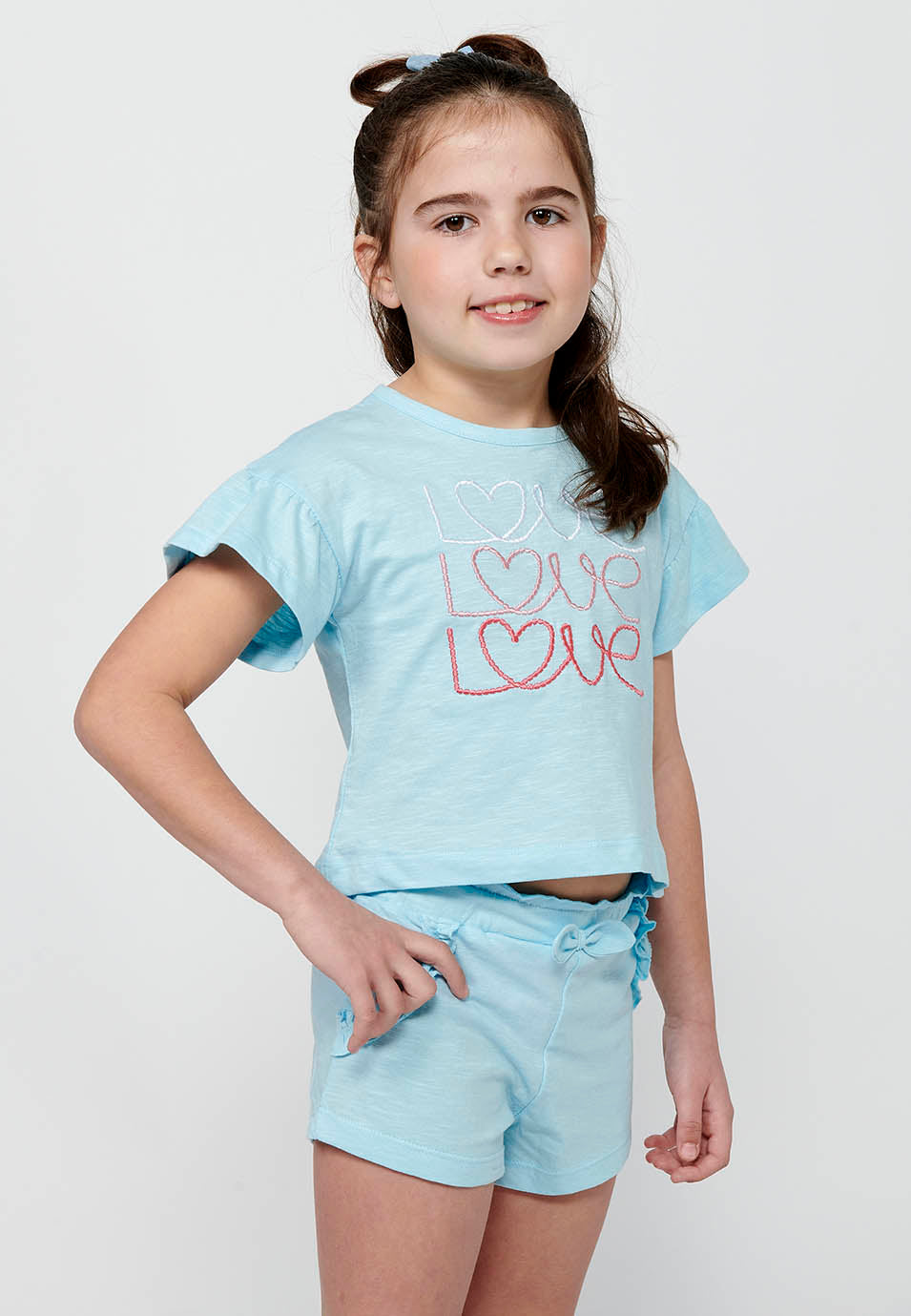 Conjunto Niña Camiseta y Pantalón Corto – Koroshi Azul