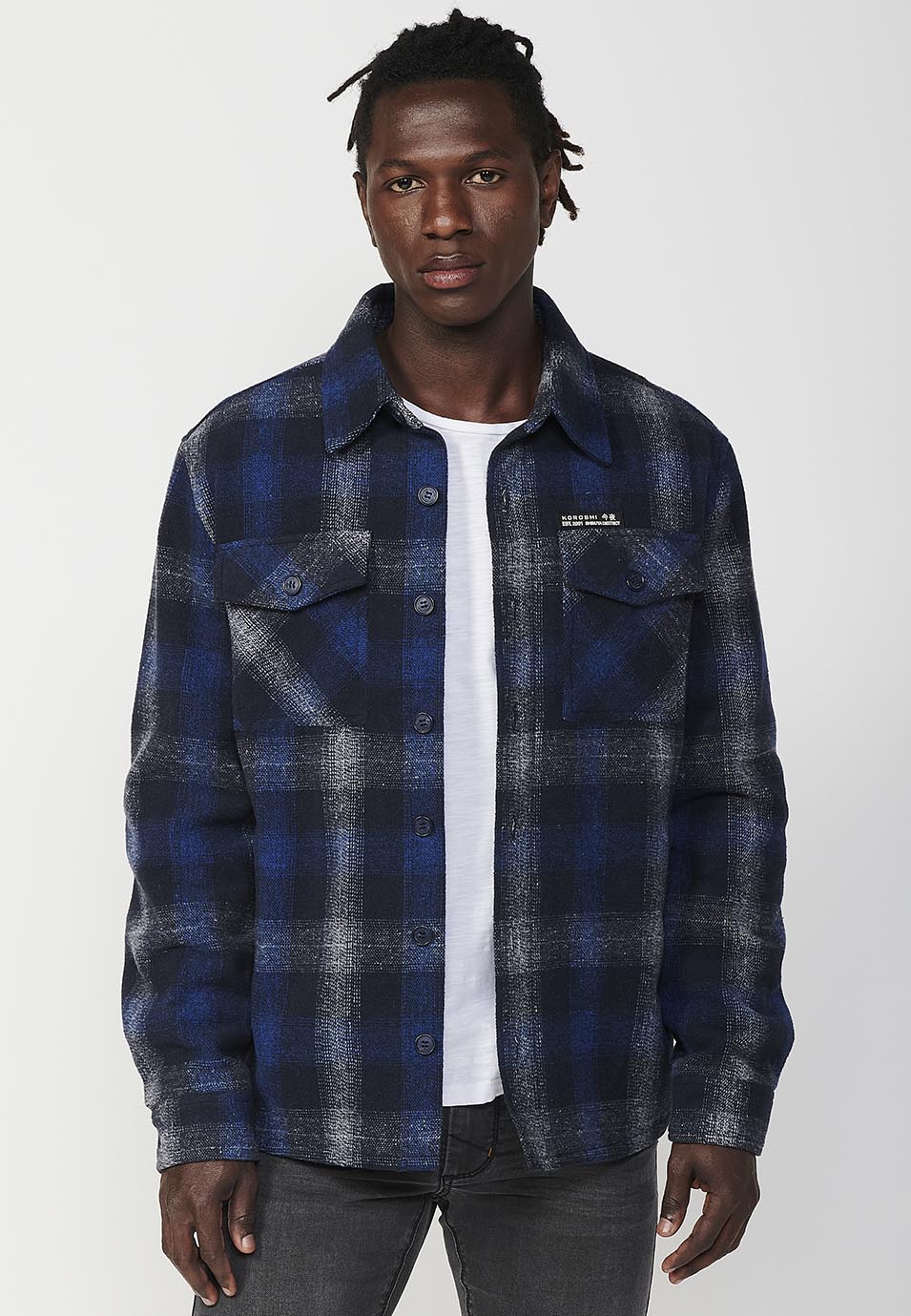 Sobrecamisa Hombre Cuadros Manga Larga con Bolsillos – Koroshi 2421CL58