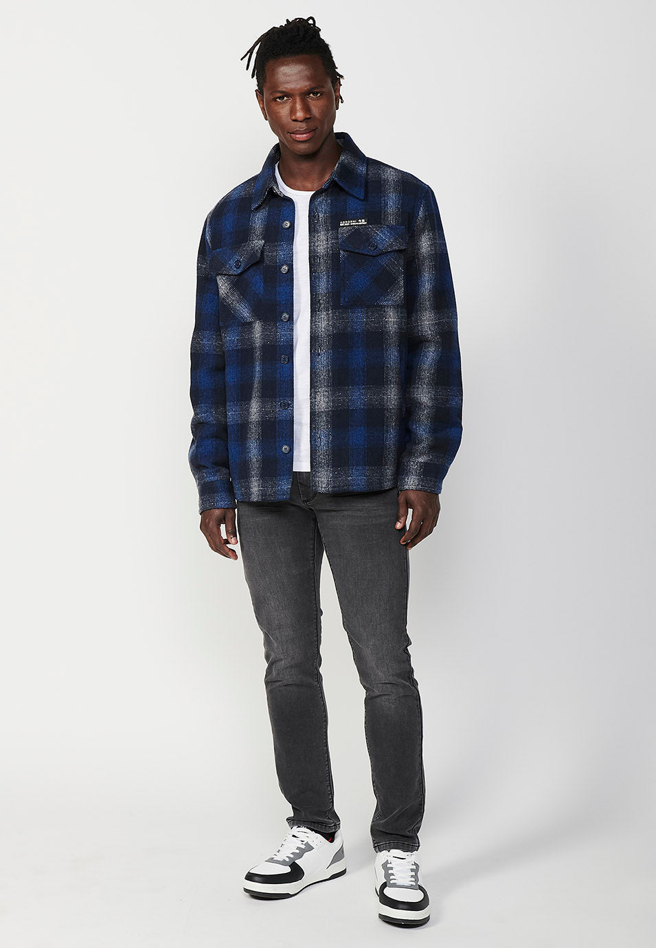 Sobrecamisa Hombre Cuadros Manga Larga con Bolsillos – Koroshi 2421CL58