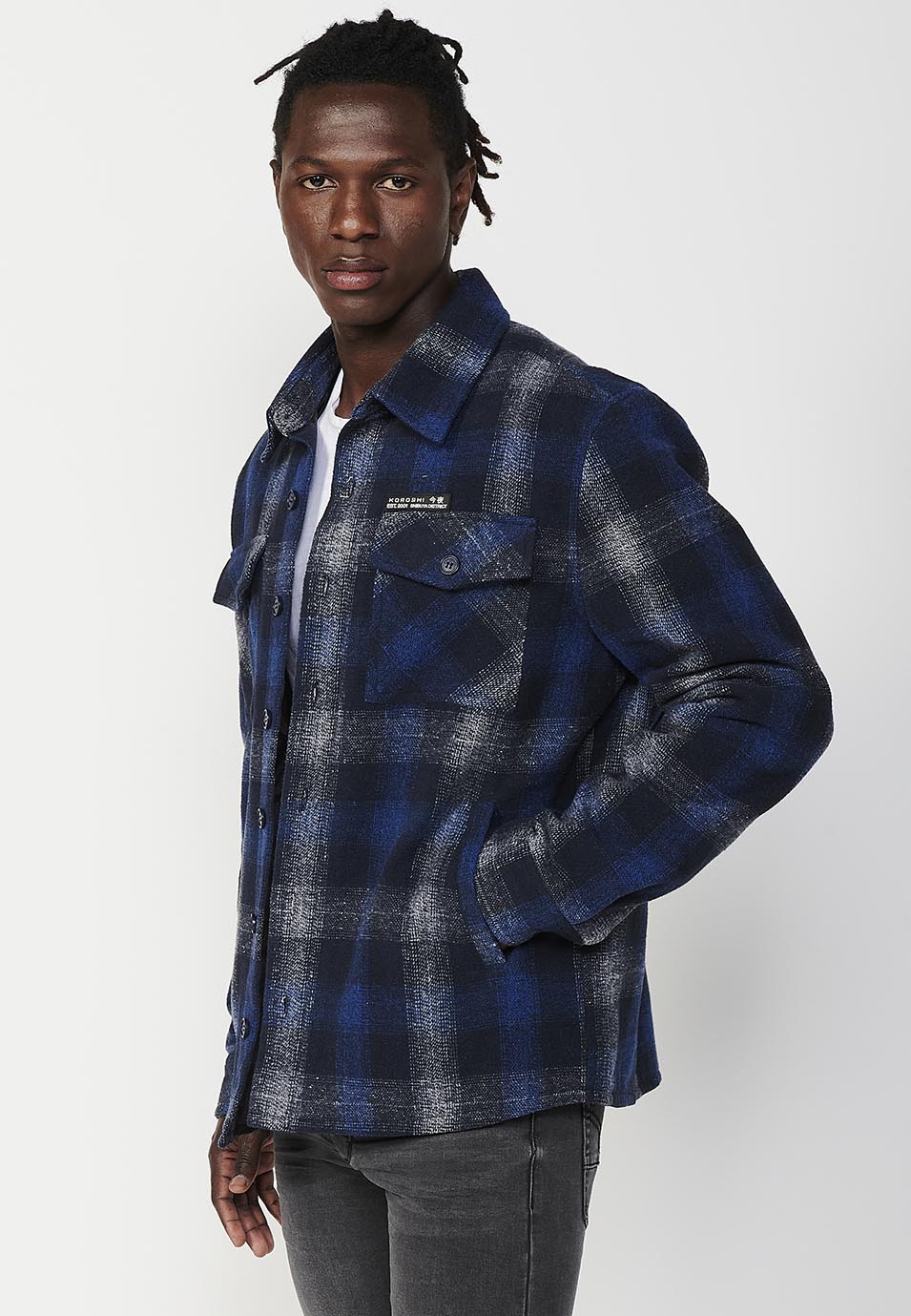 Sobrecamisa Hombre Cuadros Manga Larga con Bolsillos – Koroshi 2421CL58