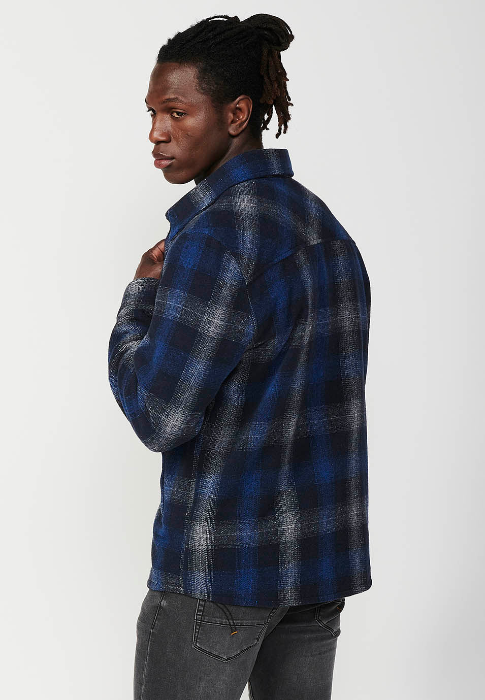 Sobrecamisa Hombre Cuadros Manga Larga con Bolsillos – Koroshi 2421CL58