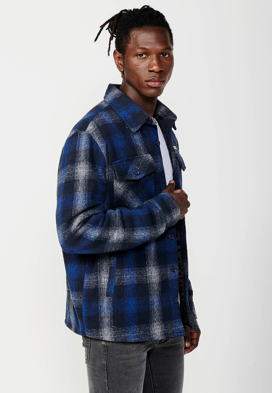 Sobrecamisa Hombre Cuadros Manga Larga con Bolsillos – Koroshi 2421CL58