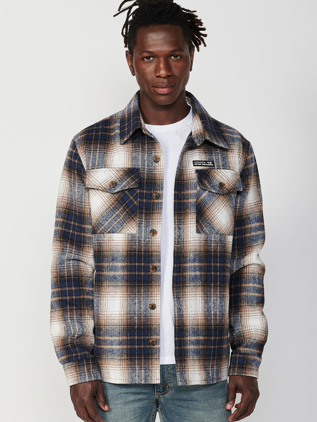 Sobrecamisa Hombre Cuadros Manga Larga con Bolsillos – Koroshi 2421CL58