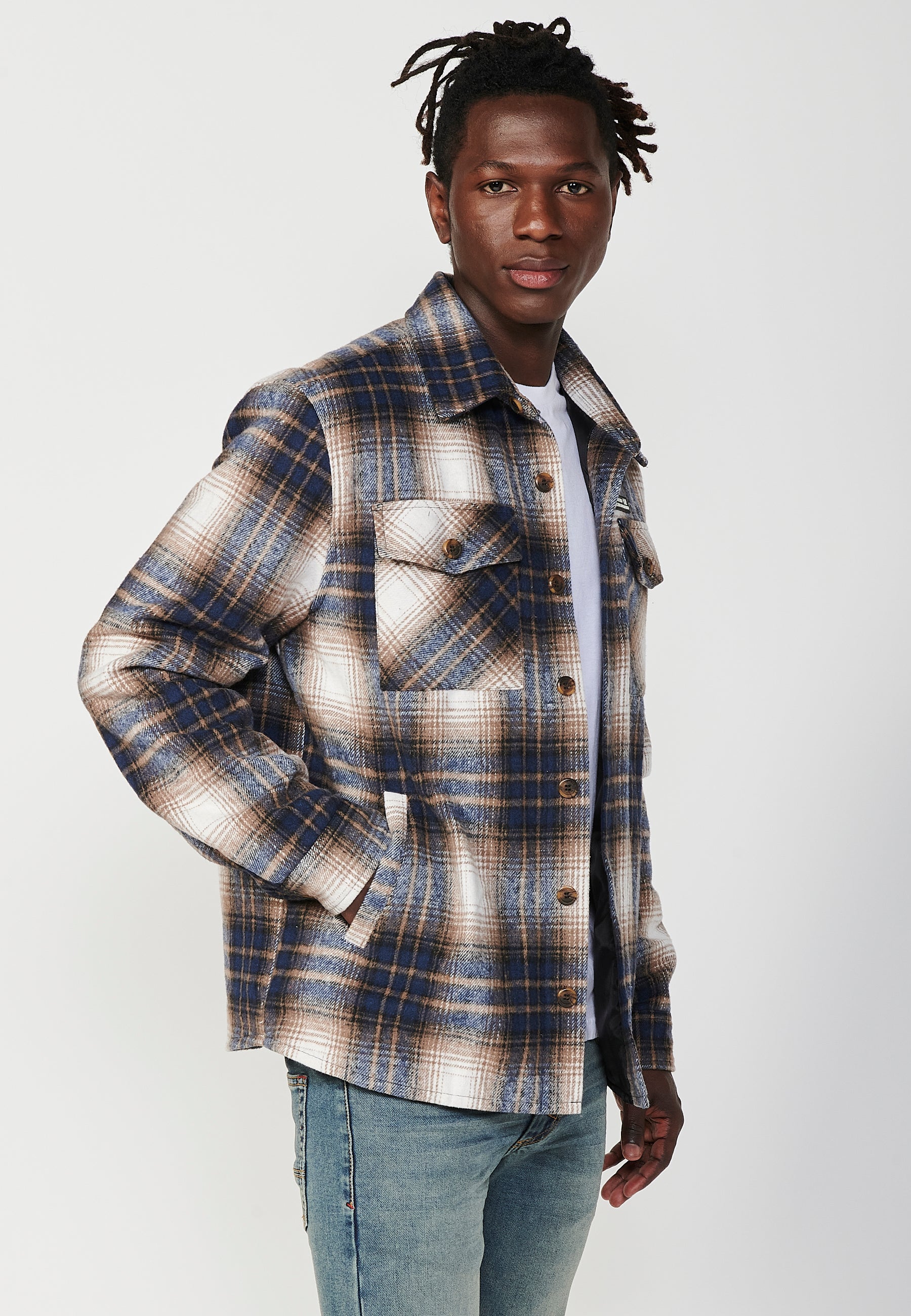 Sobrecamisa Hombre Cuadros Manga Larga con Bolsillos – Koroshi 2421CL58
