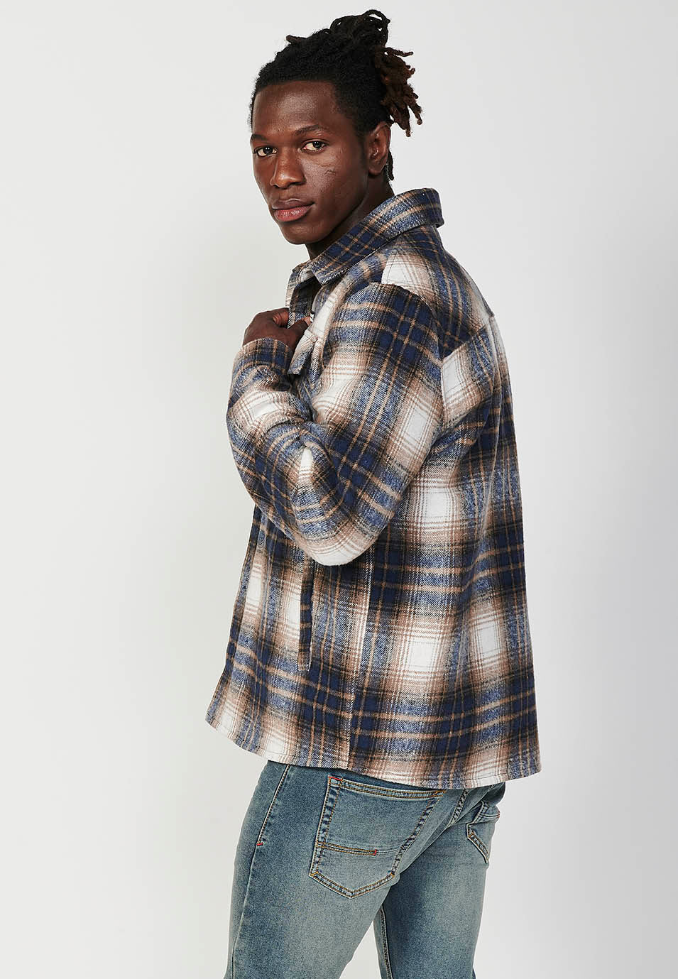 Sobrecamisa Hombre Cuadros Manga Larga con Bolsillos – Koroshi 2421CL58
