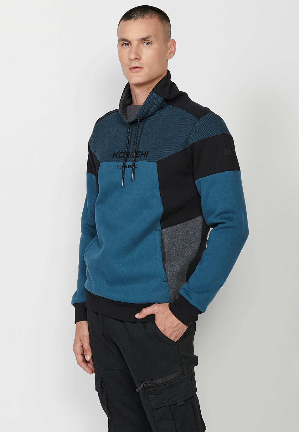 Sudadera manga larga cuello alto hombre
