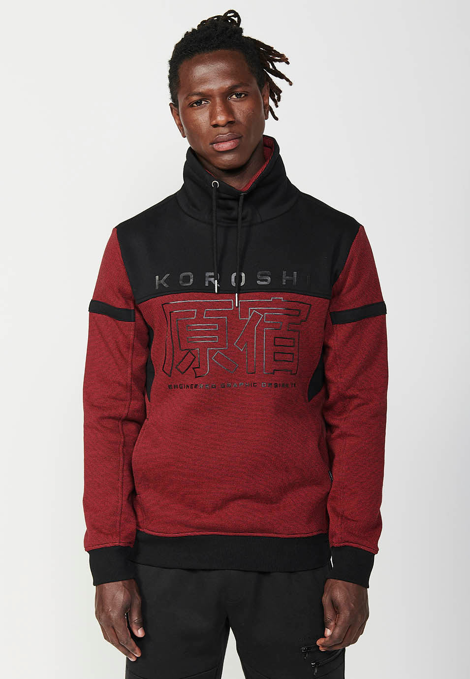Sudadera manga larga cuello alto ajustable hombre