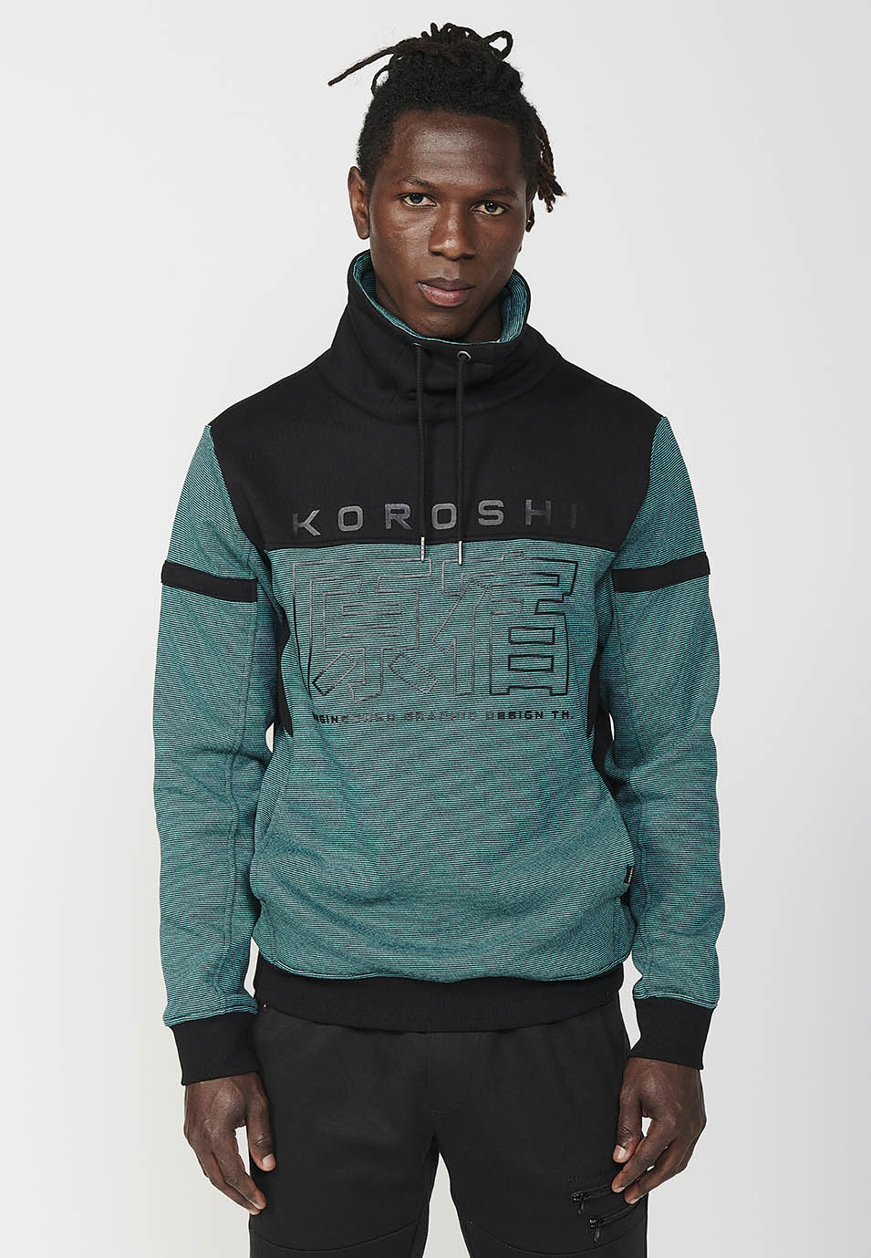 Sudadera manga larga cuello alto ajustable hombre