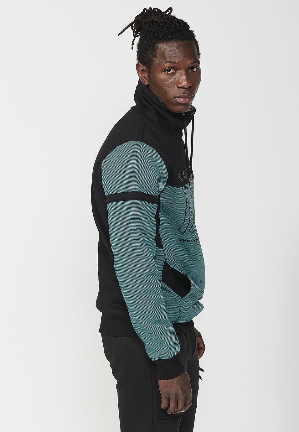 Sudadera manga larga cuello alto ajustable hombre
