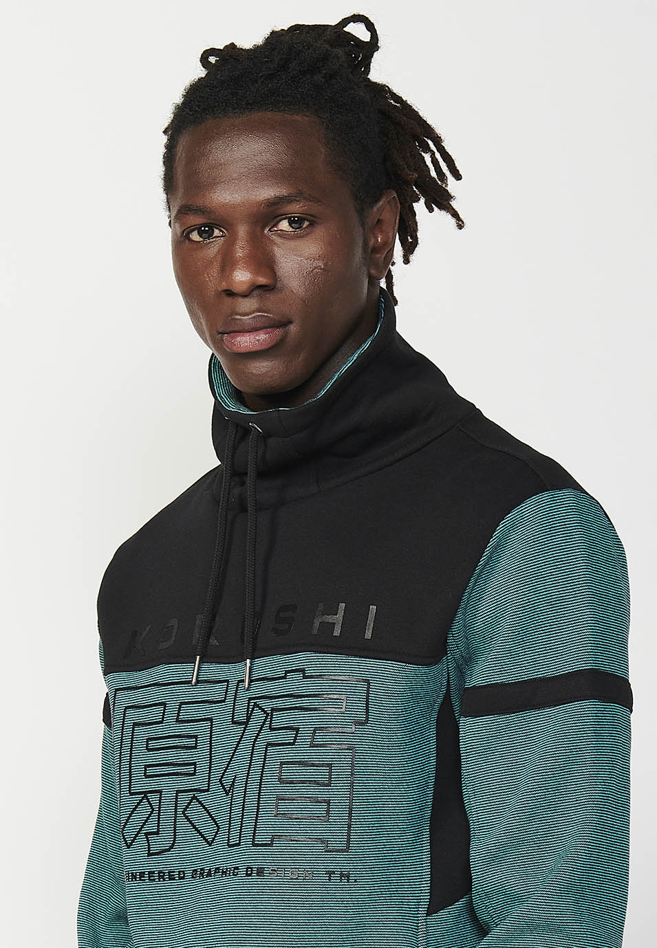 Sudadera manga larga cuello alto ajustable hombre
