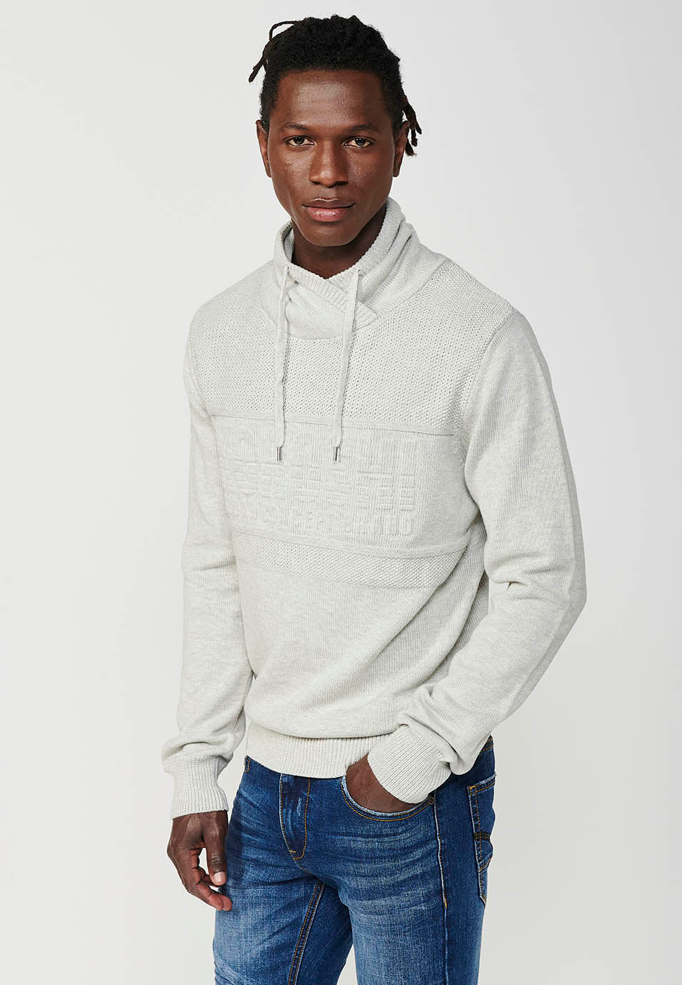 Jersey sudadera manga larga y cuello alto ajustable hombre