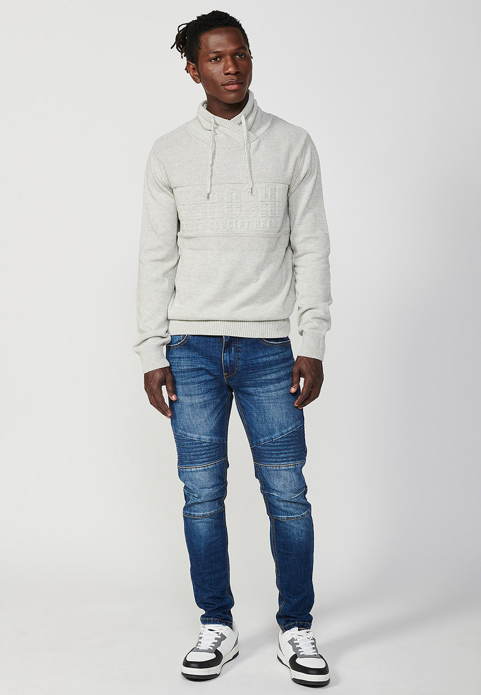 Jersey sudadera manga larga y cuello alto ajustable hombre