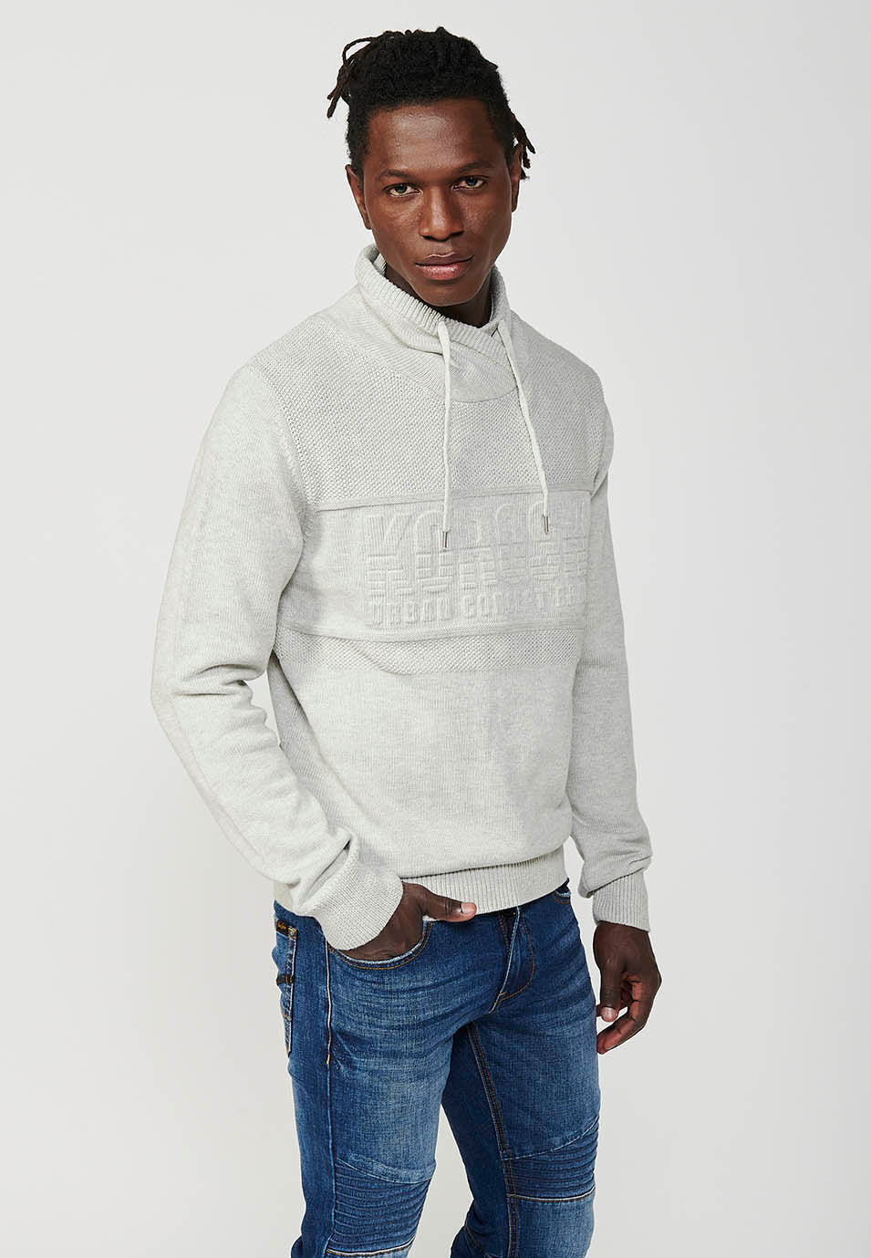 Jersey sudadera manga larga y cuello alto ajustable hombre