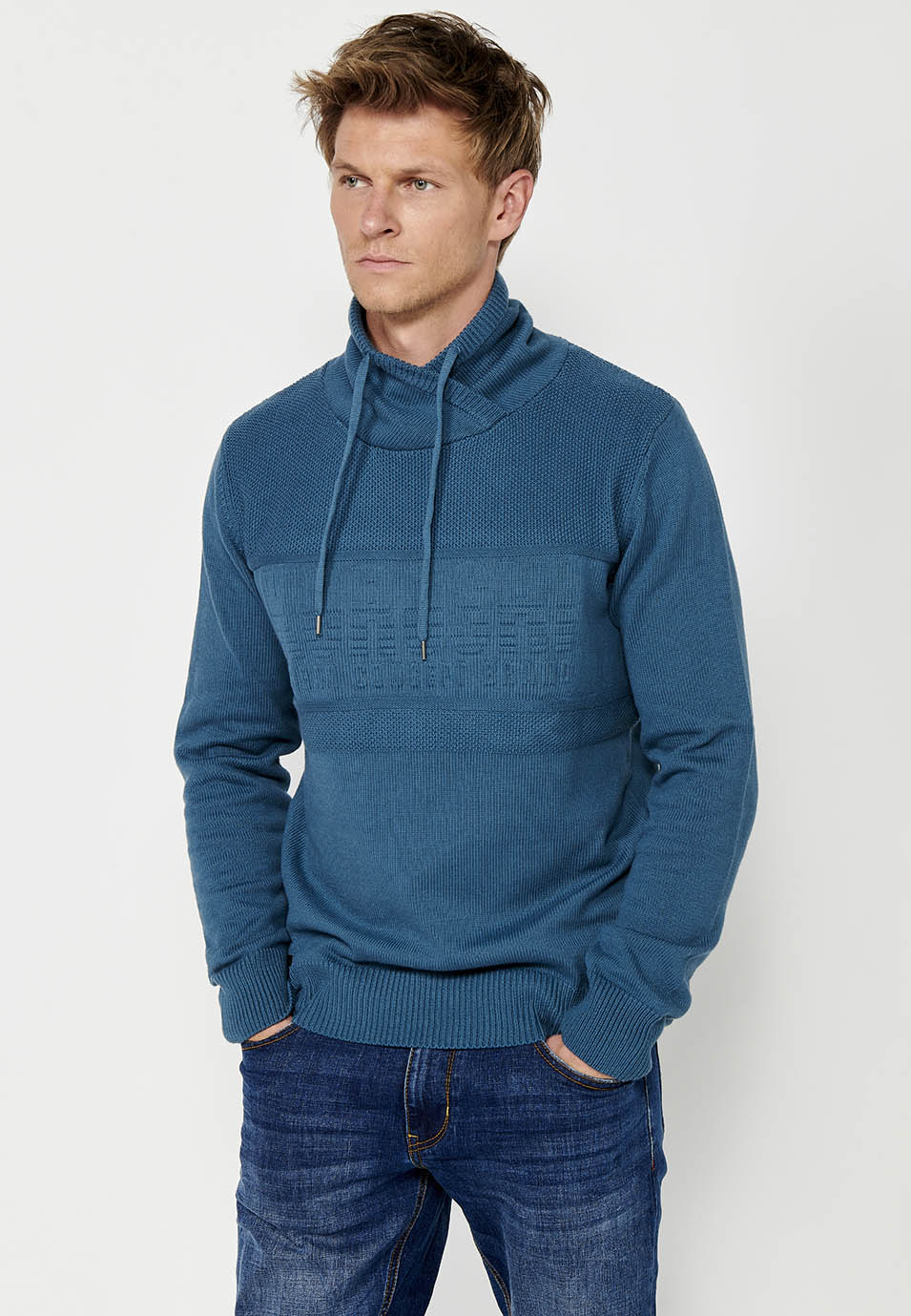 Jersey sudadera manga larga y cuello alto ajustable hombre