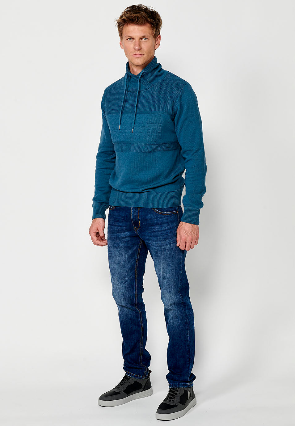 Jersey sudadera manga larga y cuello alto ajustable hombre