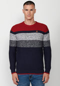 Jersey punto tricot a rayas cuello redondo hombre