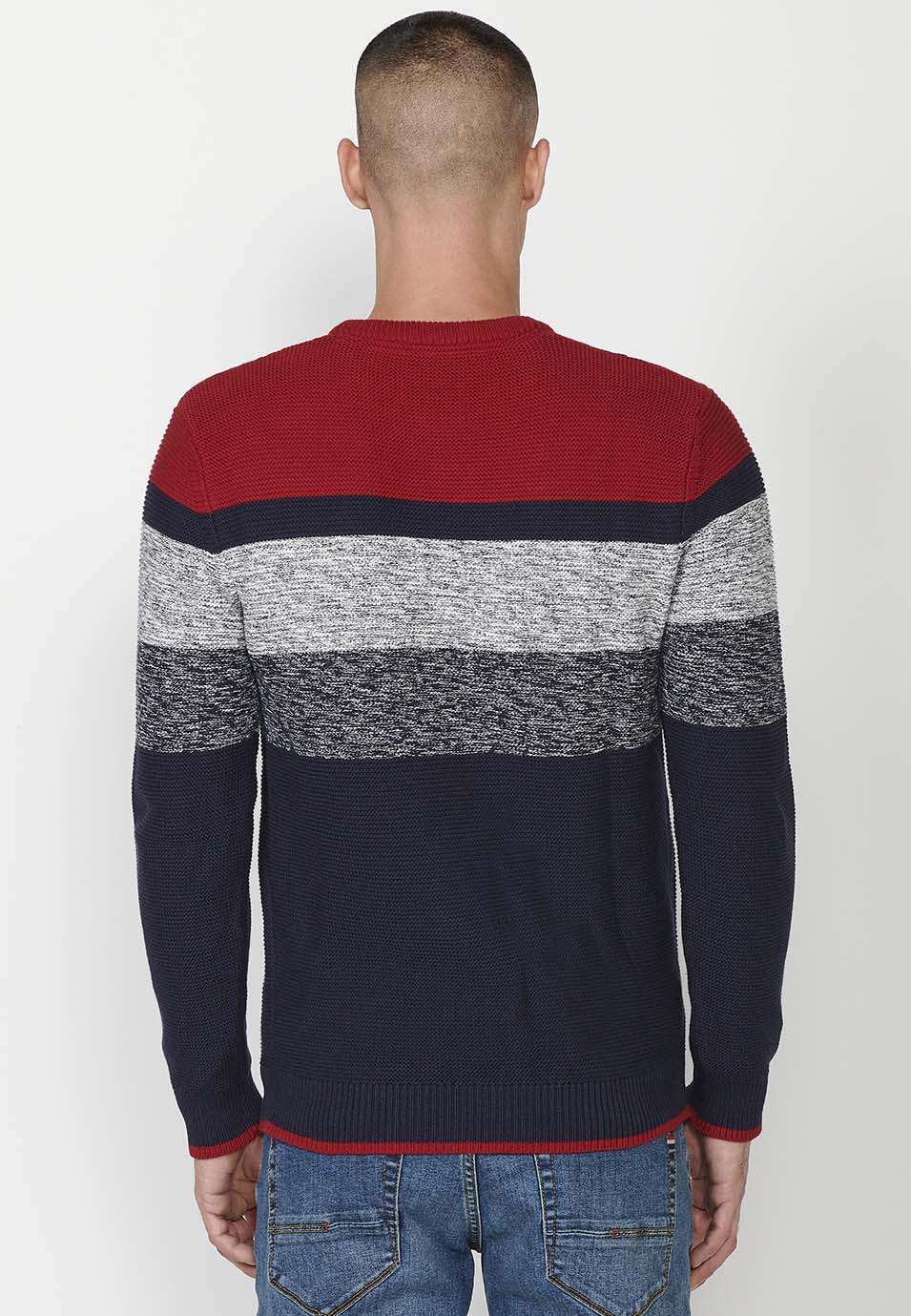 Jersey punto tricot a rayas cuello redondo hombre