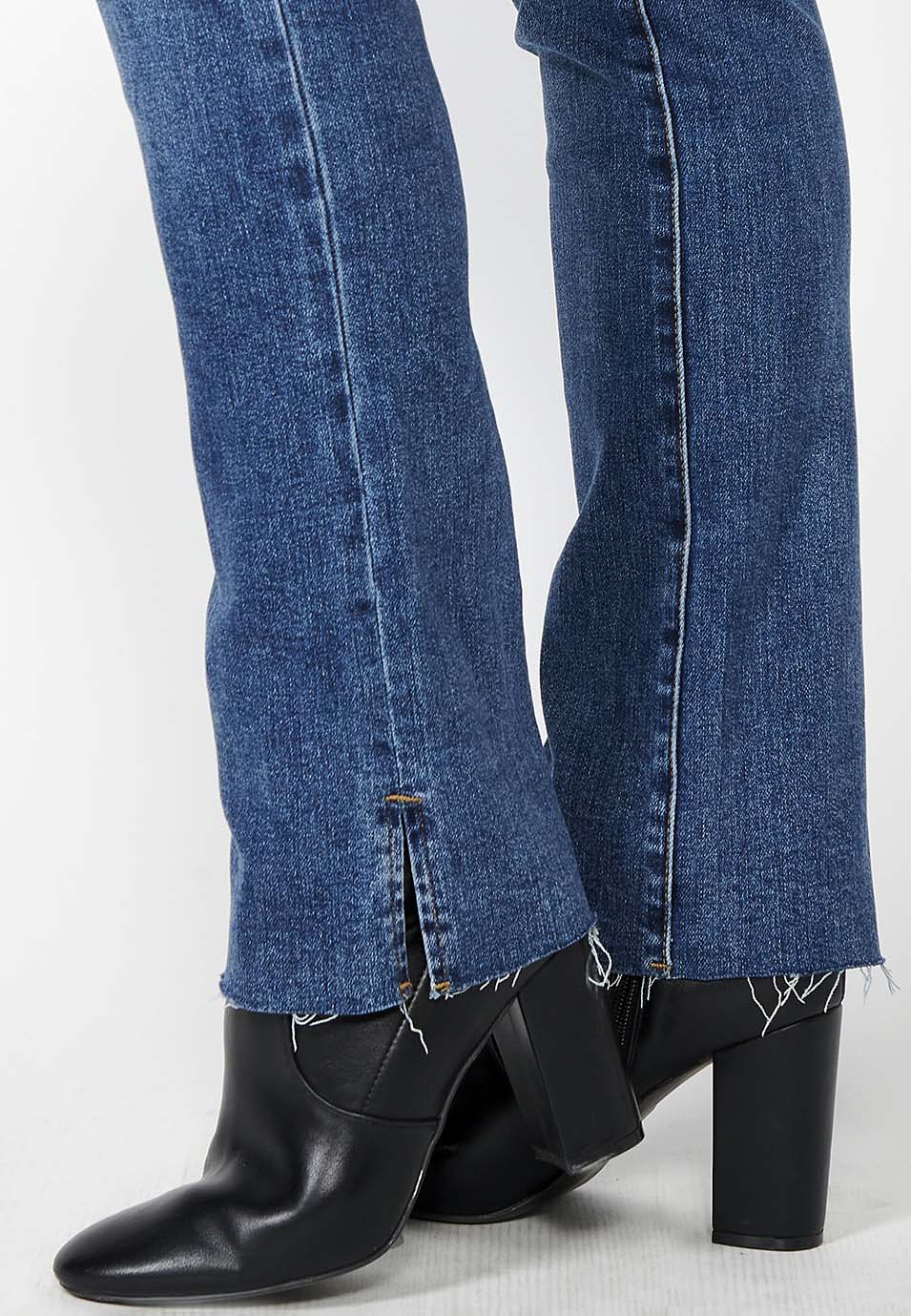 Pantalón largo denim jeans largo regular recto mujer