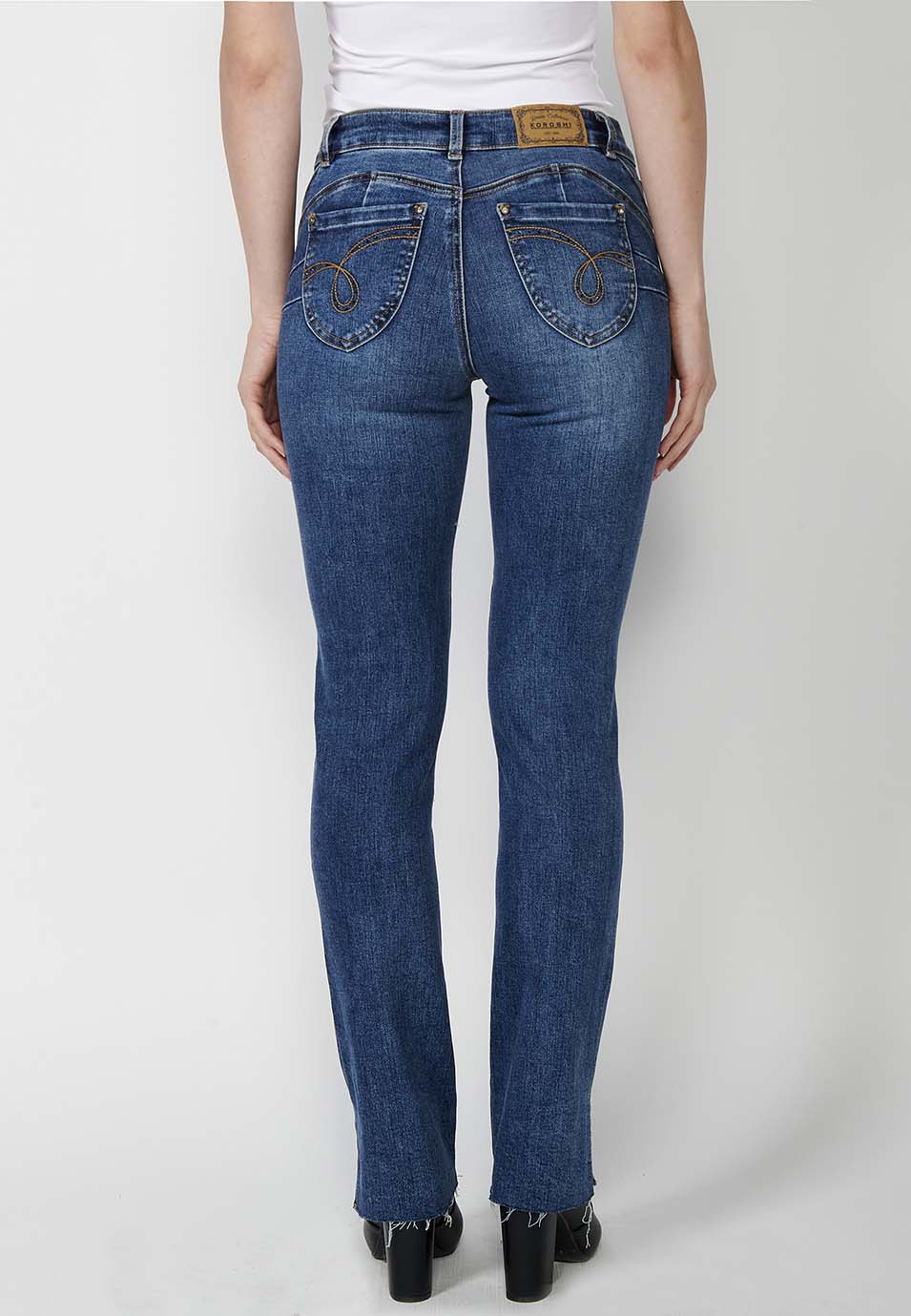 Pantalón largo denim jeans largo regular recto mujer
