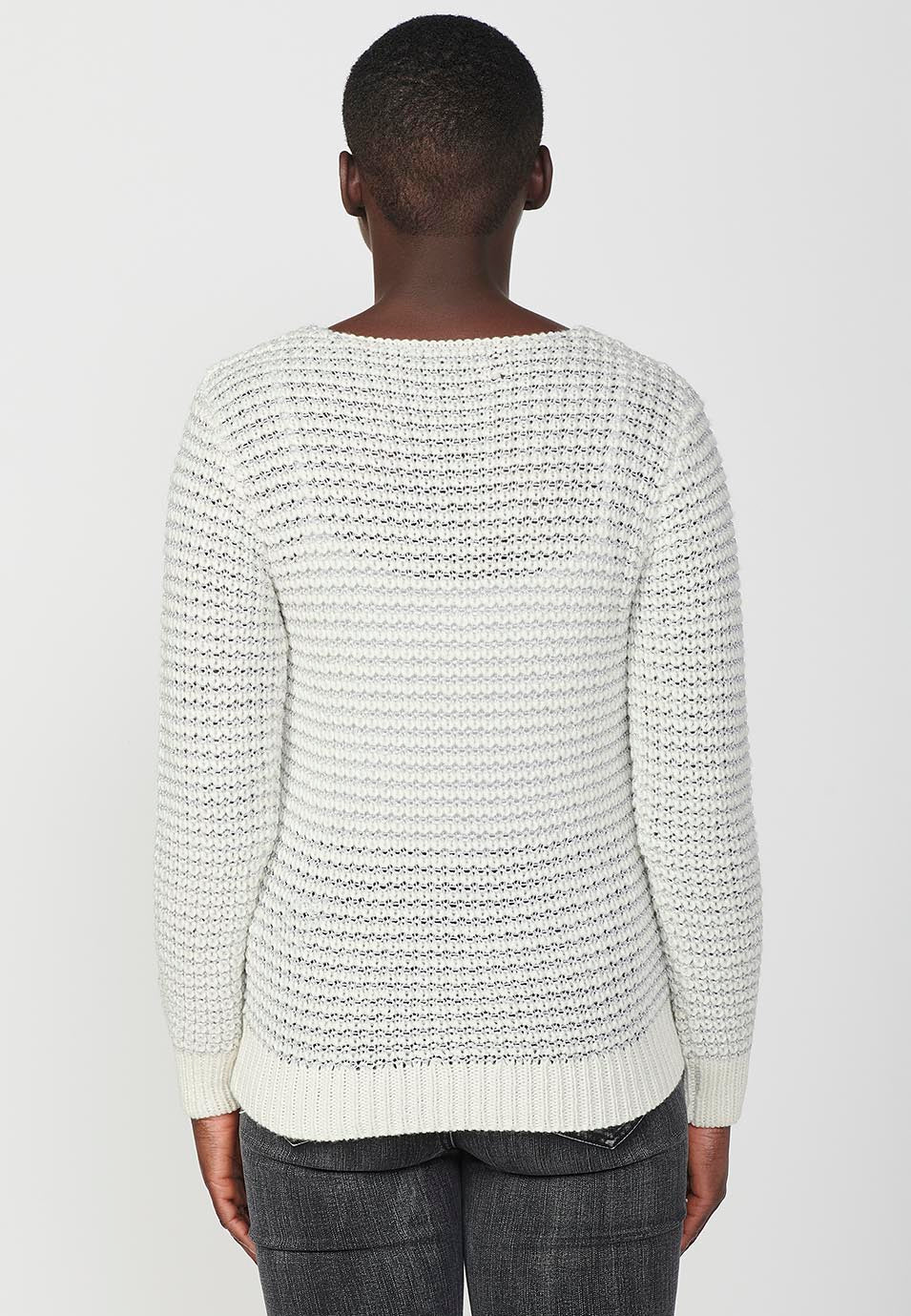 Jersey punto tricot manga larga cuello redondo mujer