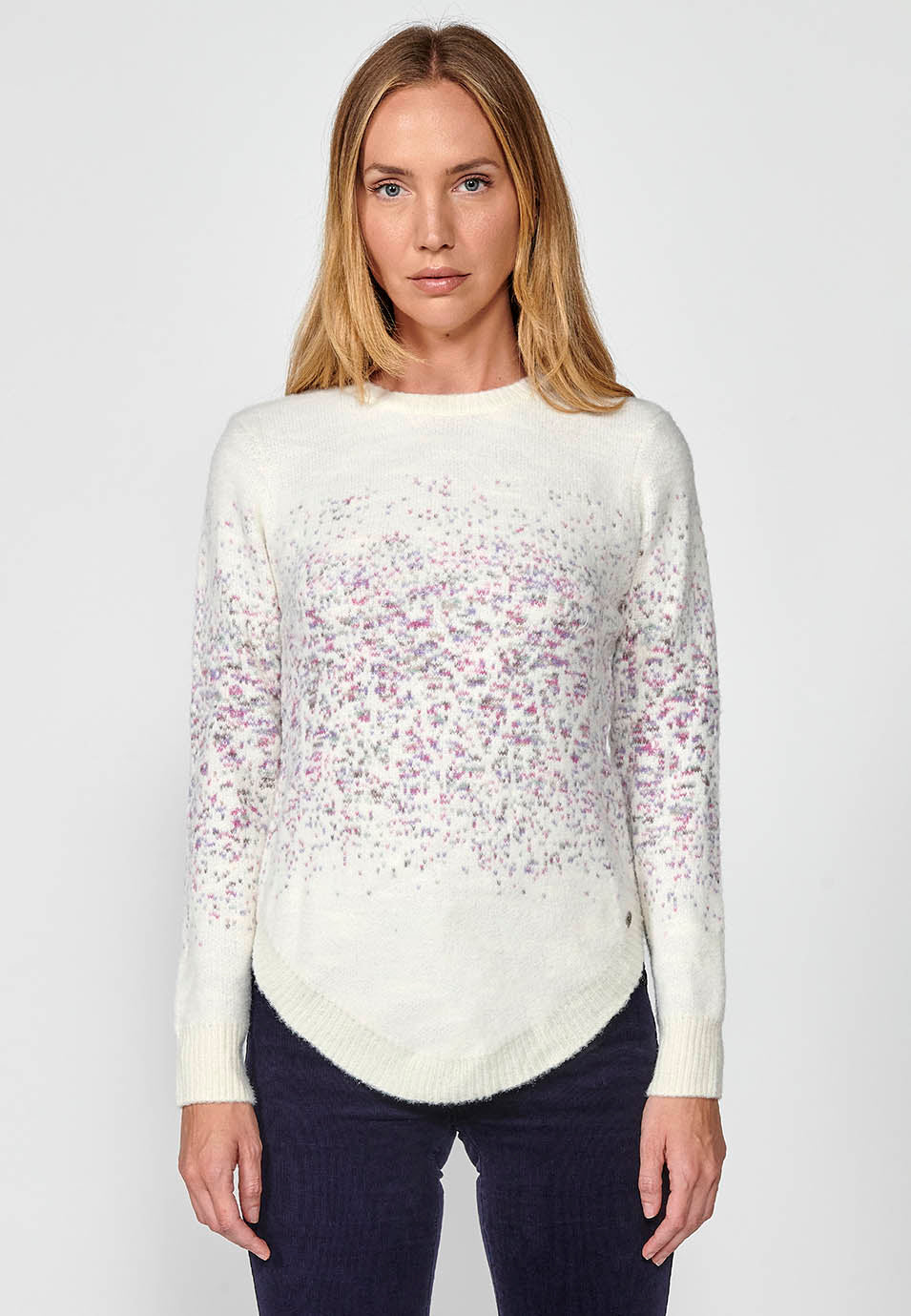 Jersey punto tricot jacquard moteado mujer
