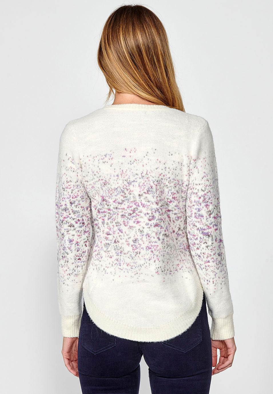 Jersey punto tricot jacquard moteado mujer